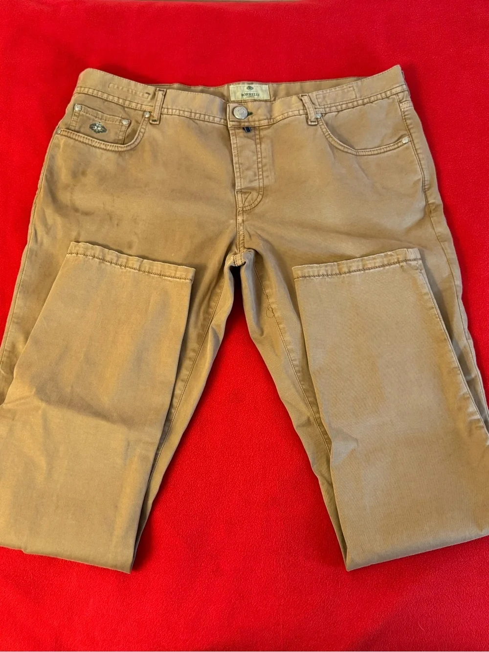 Borrelli Napoli Caracciolo -LB Men's Cotton Beige Khaki Chino Pants Size: 40X31